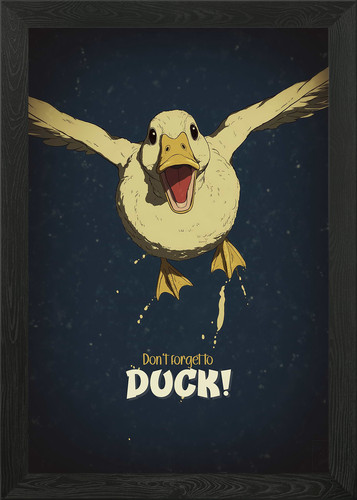 Funny flying duck framed wall - duck,