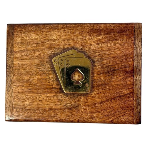 Double deck card box wooden - double,