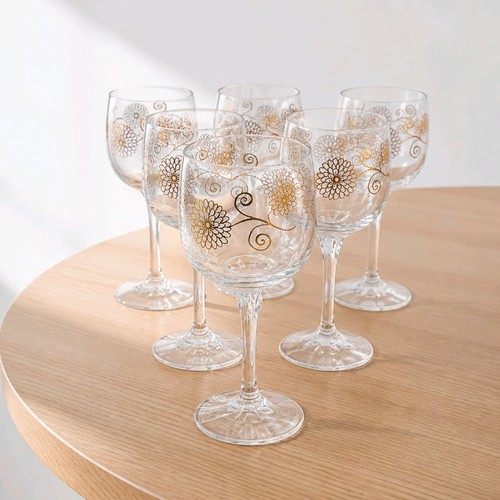 Set vintage gold floral wine - 6,