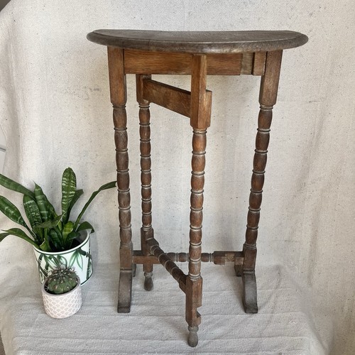 Antique oak demilune - demilune, folding