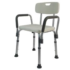 Bath Shower Chair with Arms Backrest Portable Seat Stool Adjustable Heights