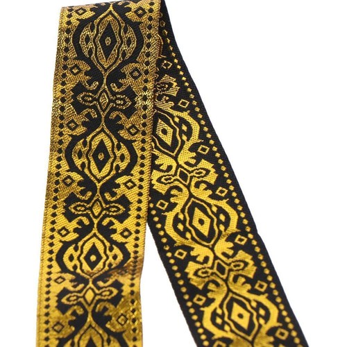 White gold jacquard ribbon 6 - jacquard, 7.6