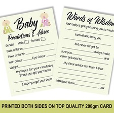 Baby Shower Party Games Prediction Advice Cards for Boy / Girl TOP QUALITY 1216a