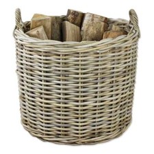 Grey & Buff Rattan Round