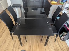 Argos Home Lido Extending Black Dining Table &4 Black Chairs