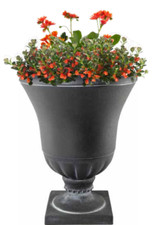 Garden Planter Greek Urn Aged Black Stone Effect Recycled Plastic 26LT 38.8cm