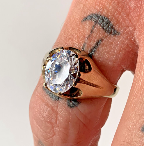 Signet ring gold cz - signet,