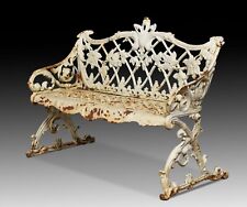 Victorian Cast Iron Garden Seat | Blackberry & Lattice Scrollwork | 19th Century