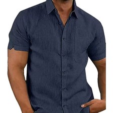 Mens Solid Shirts Summer Short