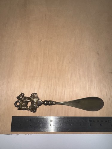 Vintage brass shoe horn - shoe,
