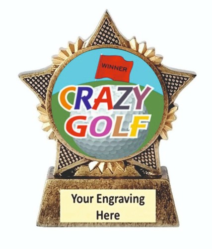 Crazy golf trophy star 90mm - trophy,