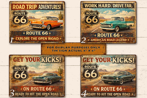 Vintage route metal tin - vintage, 66