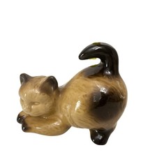 Vintage Goebel Ceramic Siamese Cat Figurine Brown Tan Germany Mid Century