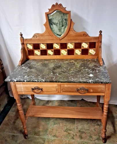 Antique wash stand with marble - stand,