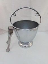 VINTAGE ICE BUCKET WITH TONGS