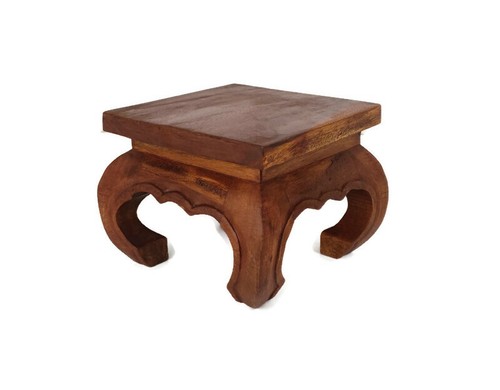 Vintage carved wood low - carved,