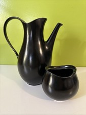 Eva Zeisel Hallcraft Tomorrow's Classic Black Coffee Pot & Sugar Bowl (No Lids)