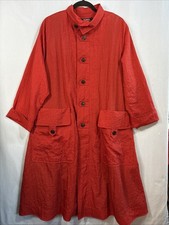 YACCO MARICARD Coat Women's 2 Red Lagenlook Atrsy Pockets Detach Fleece Liner