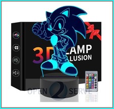 Sonic 3D LED Night Light Lamp Illusion Bedside Table Desk | Kids | 16 Colours