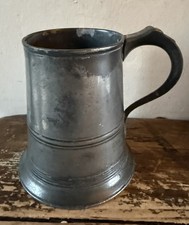 ANTIQUE Early Pewter ONE PINT TANKARD Crown Mark
