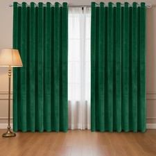 Thermal Thick Velvet Blackout Curtains Ready Made Eyelet Ring Top Curtain Panels