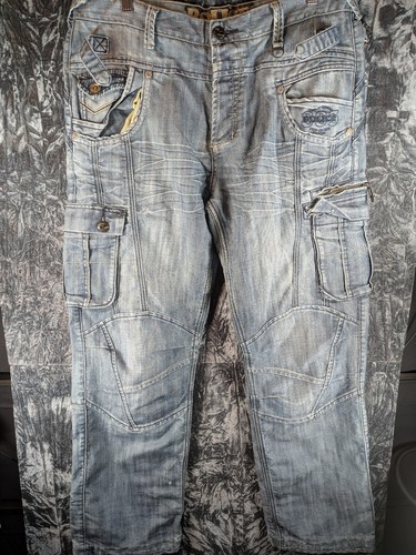 Police light blue cargo denim - blue,