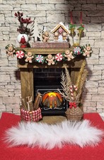 Dolls House Christmas Fireplace With Gingerbread Decorations And Working Fire
