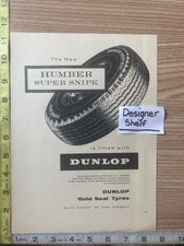 Dunlop Humber Super Snipe Tires Vintage 1958 Magazine Print Advertisement