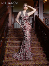 PIA MICHI LONDON 1667 long dress Wine Colour size 12 original price $690