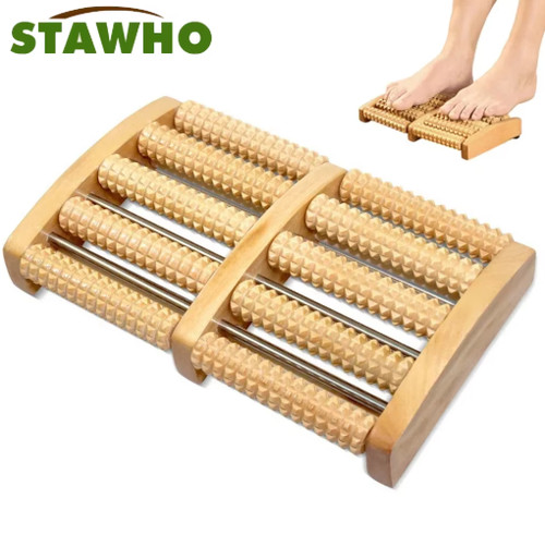 Wooden roller foot - wooden, 10‑roller