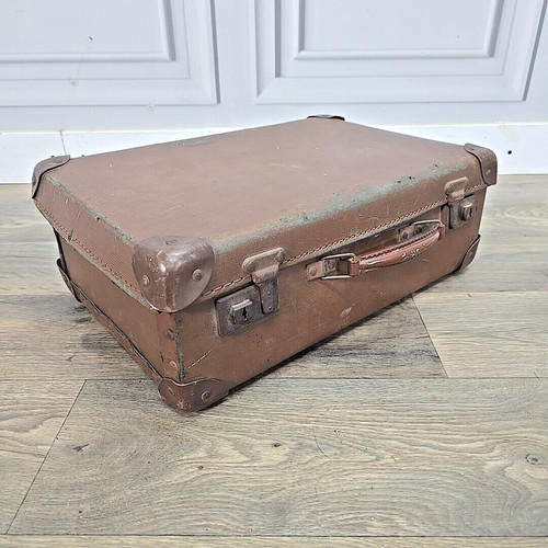 Vintage brown suitcase trunk - vintage,