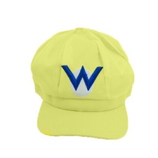 Yellow Wario Cap Fancy Dress Game Super Mario Villain Plumber Costume