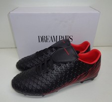 Mens Football Boots Black Red Firm Ground Sports Shoes RRP £40 New UK Size 7-12