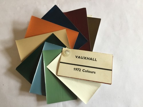 Vauxhall colour swatches 1972 - colour,