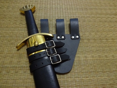 Adjustable leather sword frog - leather,