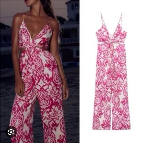 Zara pink white floral - white, print