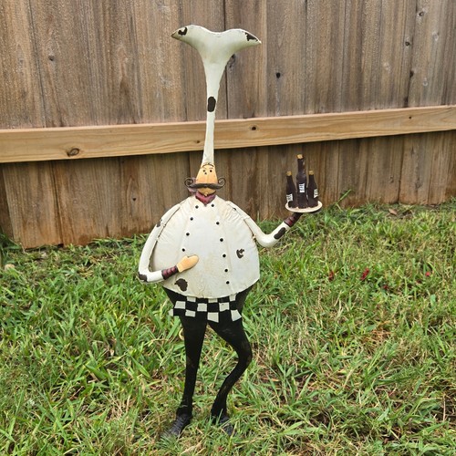 Vintage metal chef statue - vintage,