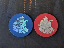 2x Vintage/Retro Merlin Magicaps Slammers Red & Blue Pogs- Collectables