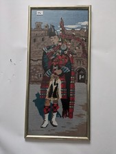 Scottish Bagpiper Tapestry – Handmade Cross Stitch –  Vintage Look