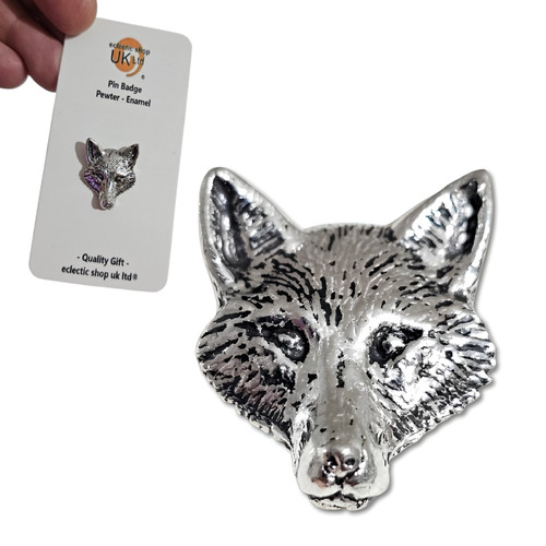 Fox head pewter - fox, badge