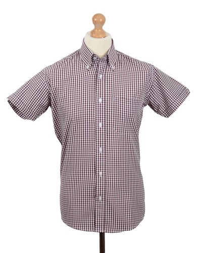 Burgundy gingham shirt retro - burgundy,