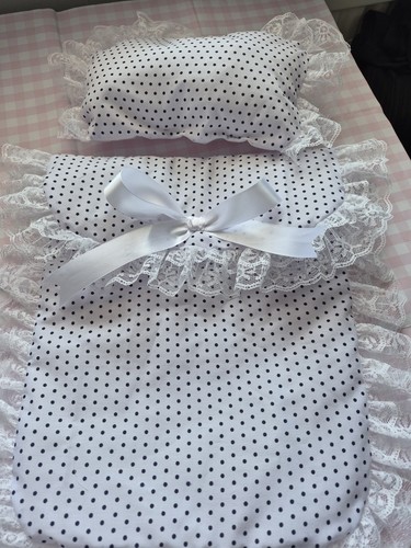 Hand made navy spot - spot, pram
