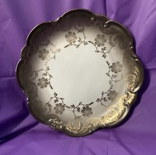 VTG Bavaria Porcelain Eberthal W Germany  Gold Floral  7” Luncheon Plate # 1578