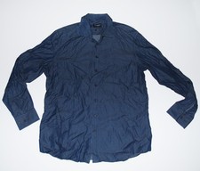 Hackett Shirt XL Dark Blue Mens Smart Pinpoint Chambray Work Wedding 16.5 44C