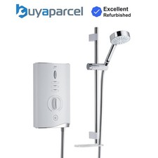 Mira Sport MAX AirBoost Electric Shower 9.0kW White Chrome + Riser Rail + Head