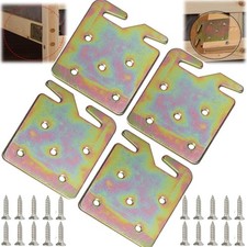woiron 4PCS Heavy Duty Wood Bed Rail Hook Plates for Headboard and Gold 