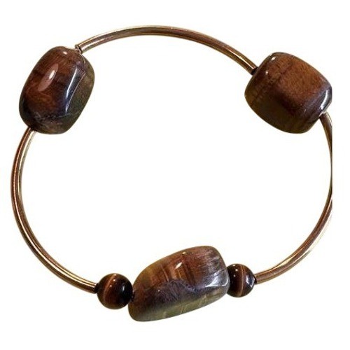 Tigers eye gold tone bangle - gold,