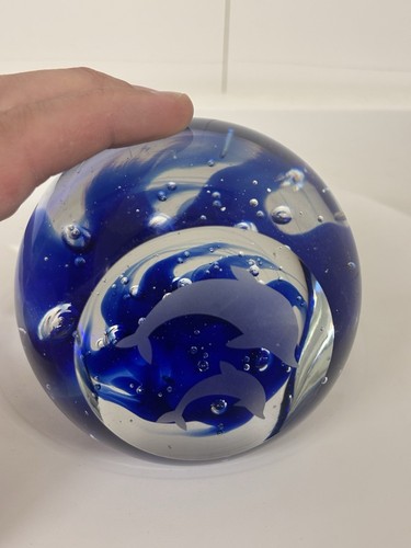 Large vintage hand blown blue - large, hand-blown