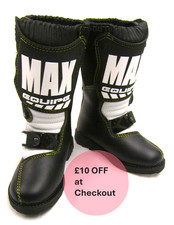 Motocross off road boots motorbike Enduro kids youth Max Equipe black white