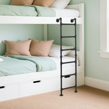 Black Metal Step Ladder for Attic Loft/Dorm, Wall Mounted Metal Bunk Bed Ladder
